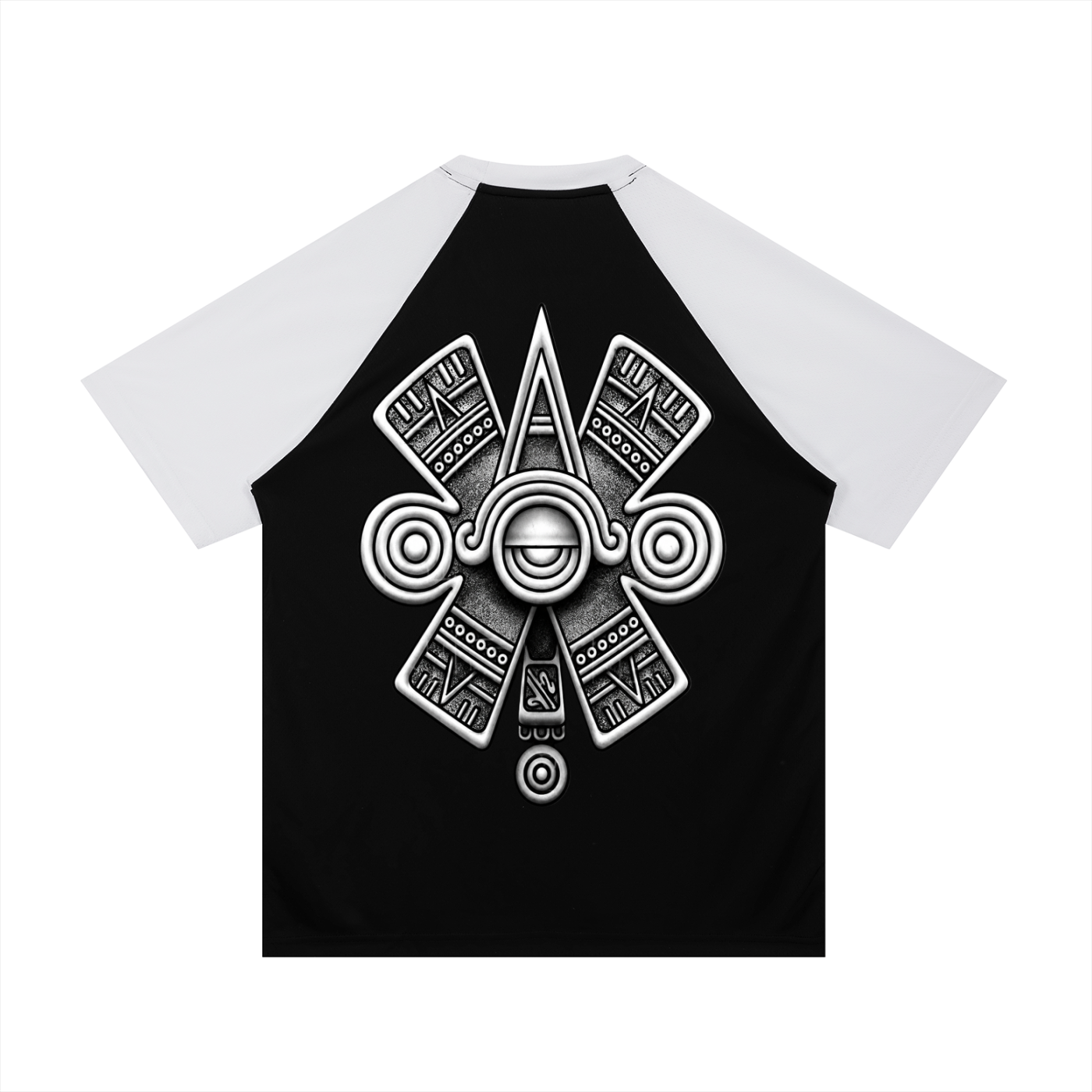 BlockWear Aztlán: Sacred Skull & Warrior Sigil Raglan Mesh Tee — Dual Legacy Edition