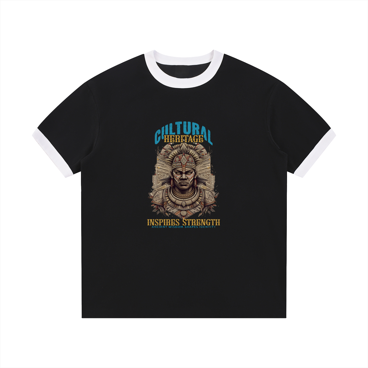 Cultural Heritage Inspires Strength – Contrast Edge Ribbed Crewneck Tee