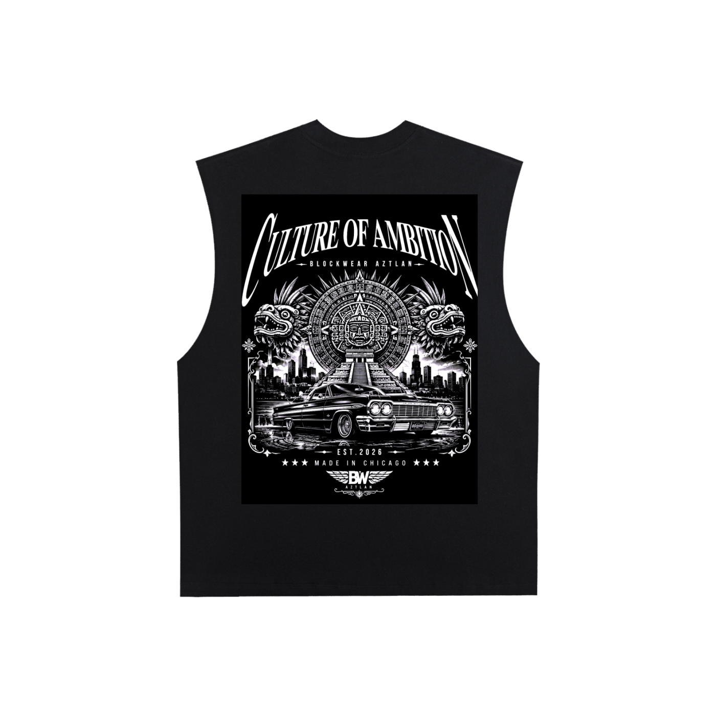 BlockWear Aztlán Made In Chicago Raw Edge Tank – Ancient Future Edition