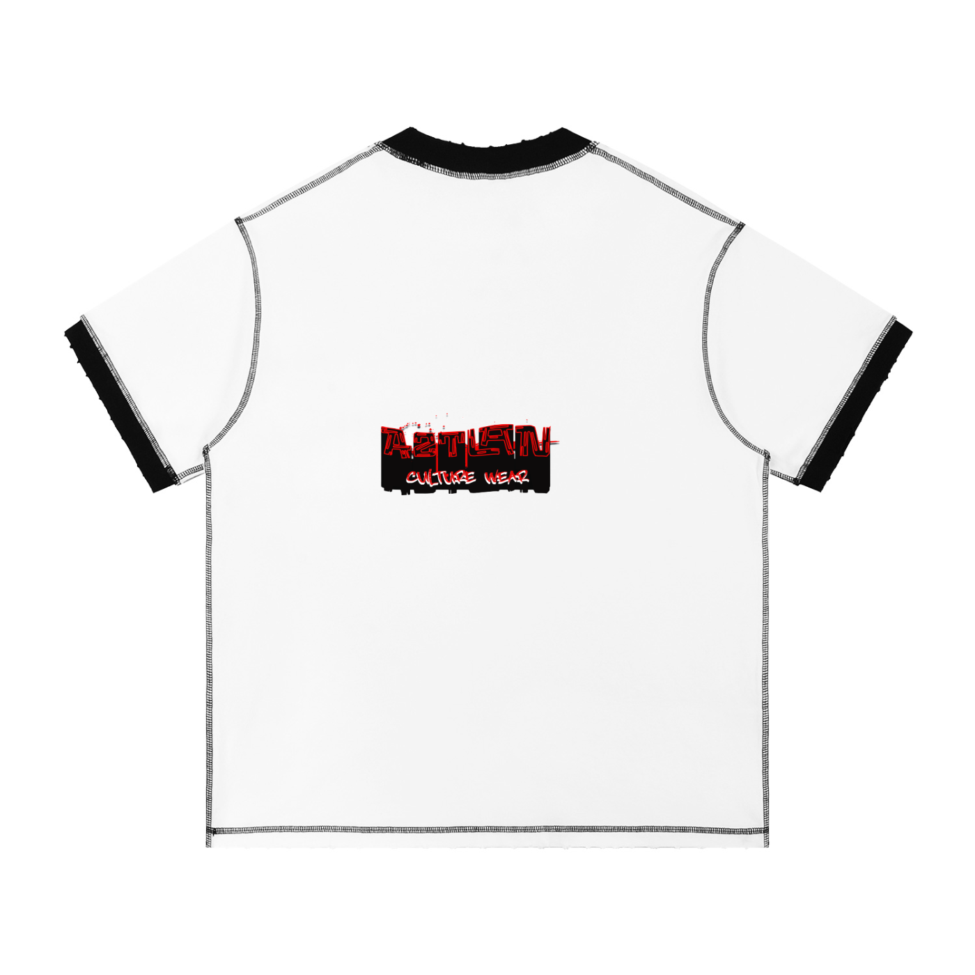 🔥 Aztlan Sun Skull Contrast-Stitched Tee – Streetwear Rebirth Edition