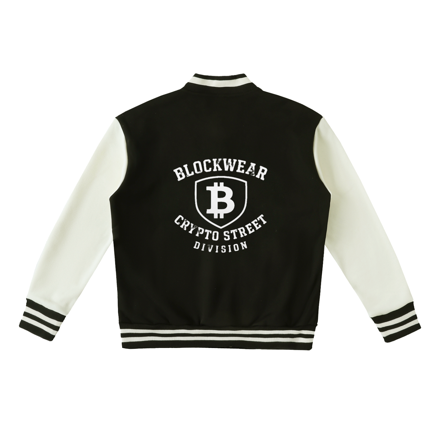 Two-Tone Fleeced Varsity Jacket BlockWear Varsity – Crypto Street Division (Black & White Edition)