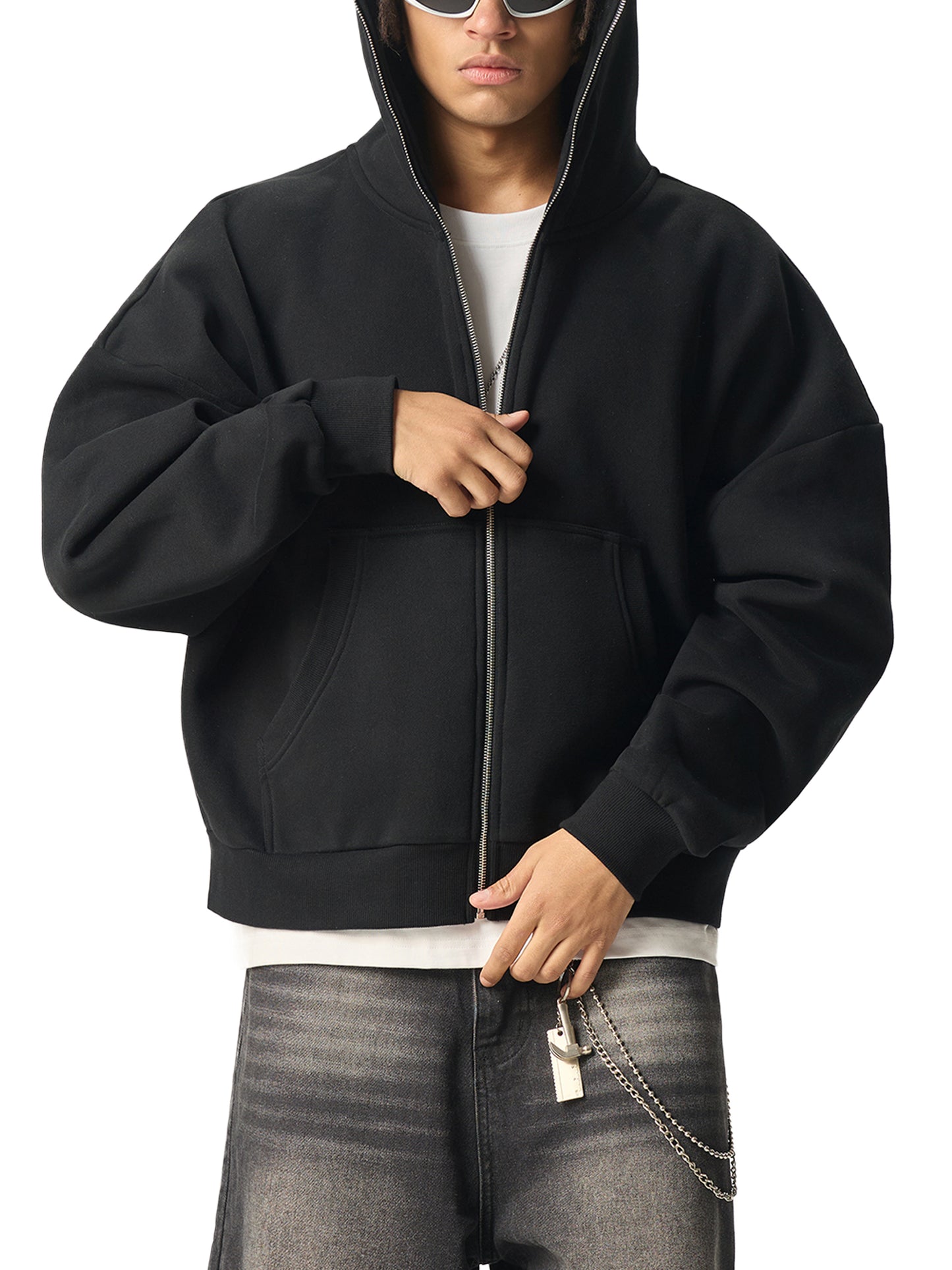 Fleeced Full-Zip Boxy Hoodie "Aztlan Authority" — bold, boxy, and built to lead