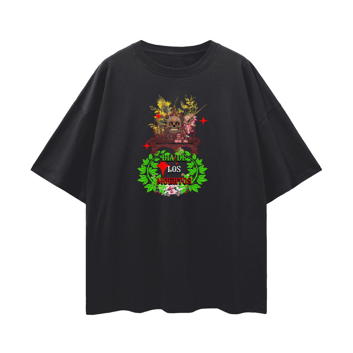 Flor de Muerte Tee	Floral tribute with edge