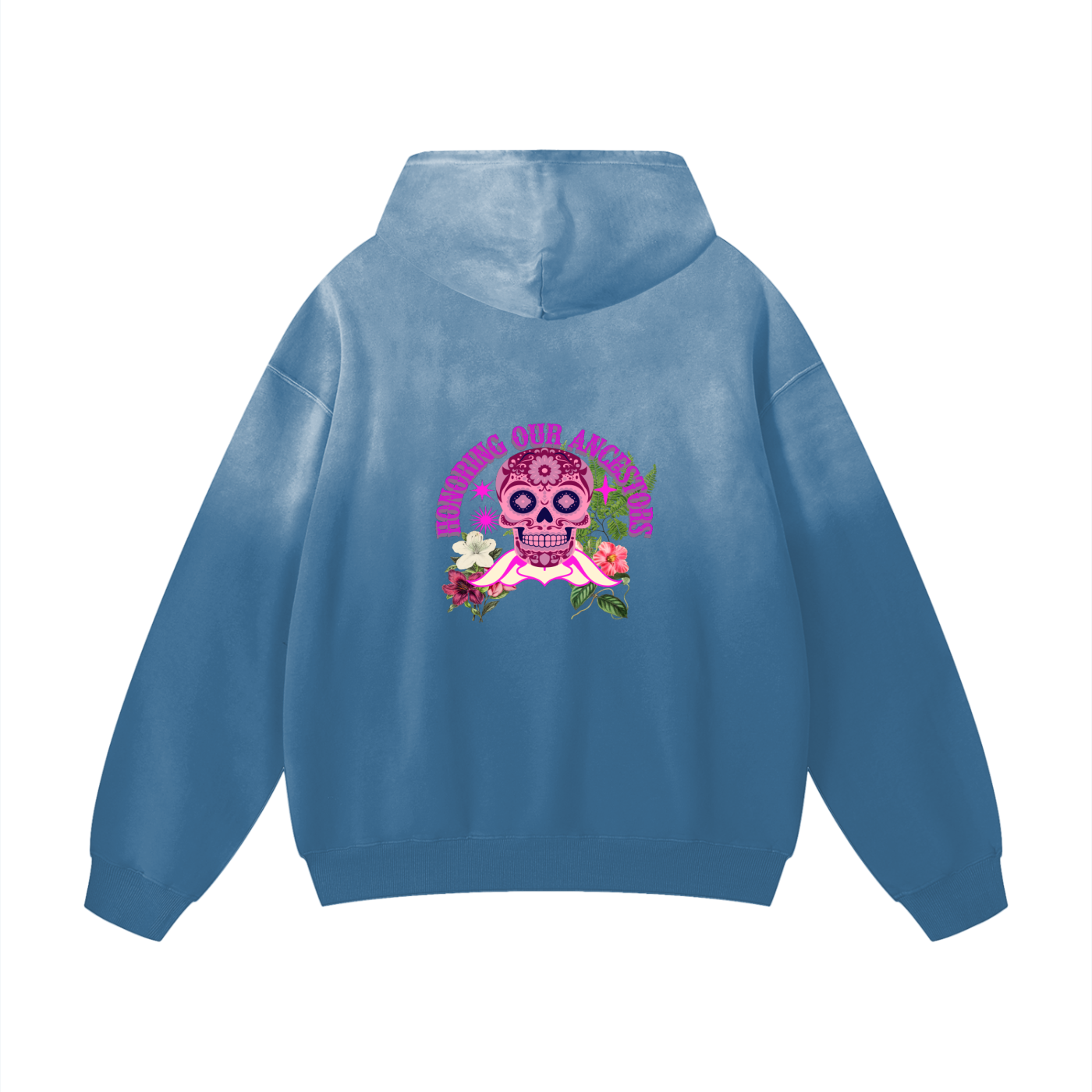 Muertos Gradient Hoodie	Día de los Muertos meets urban fade