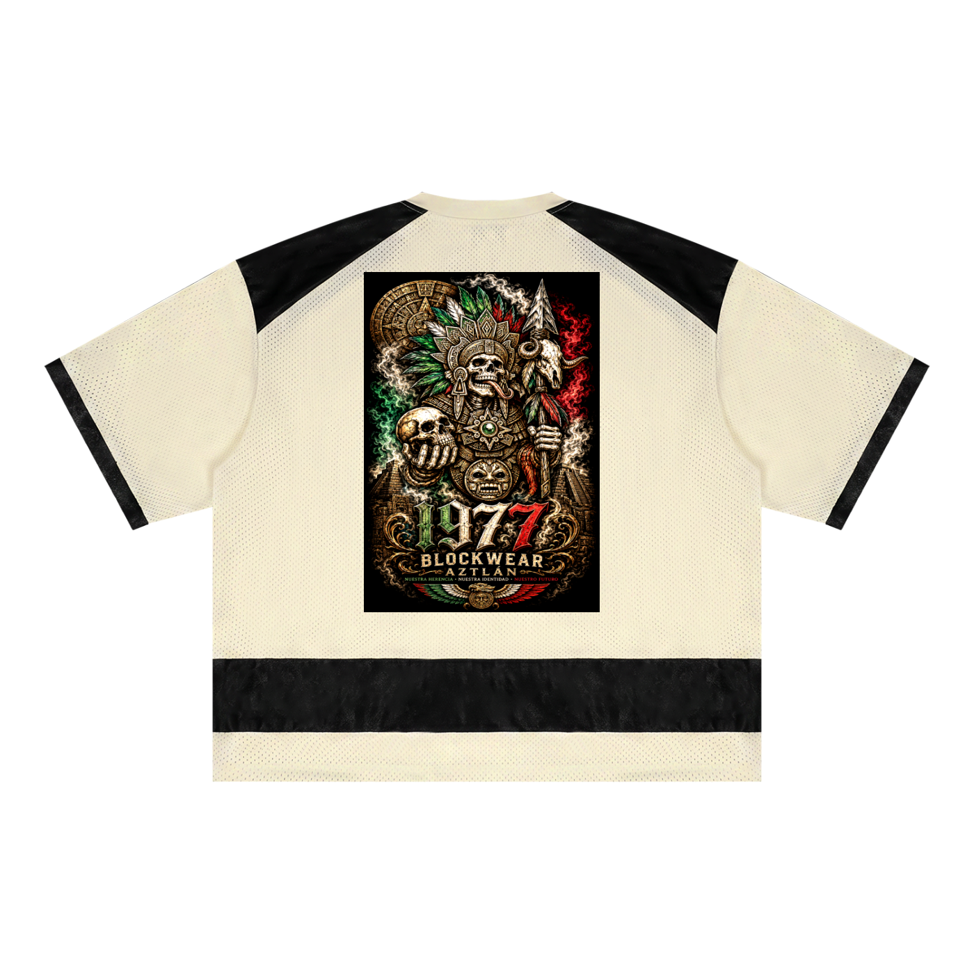 BlockWear Aztlán Skull Warrior Mesh T-Shirt – Legacy Never Dies Edition