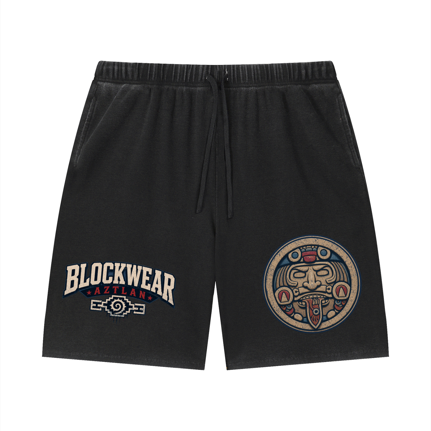 BlockWear Aztlán Heritage Raw Hem Shorts — Vintage Sunfade Edition