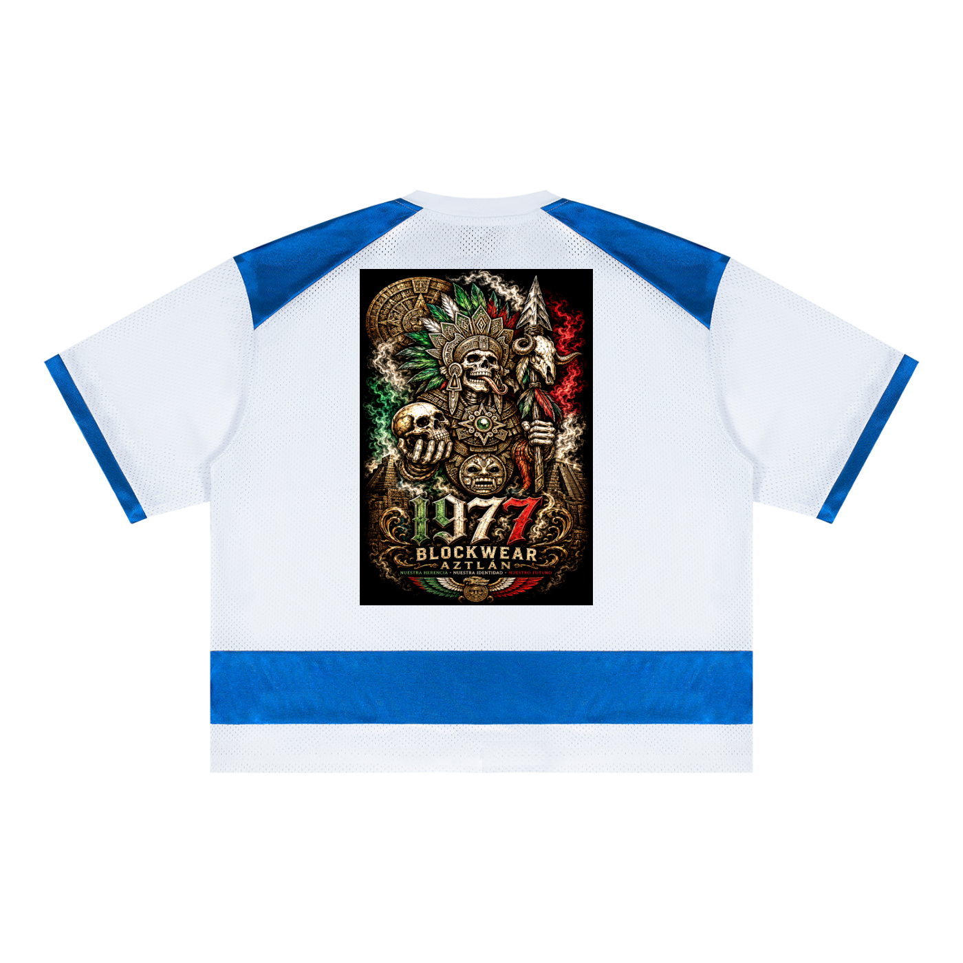 BlockWear Aztlán Skull Warrior Mesh T-Shirt – Legacy Never Dies Edition