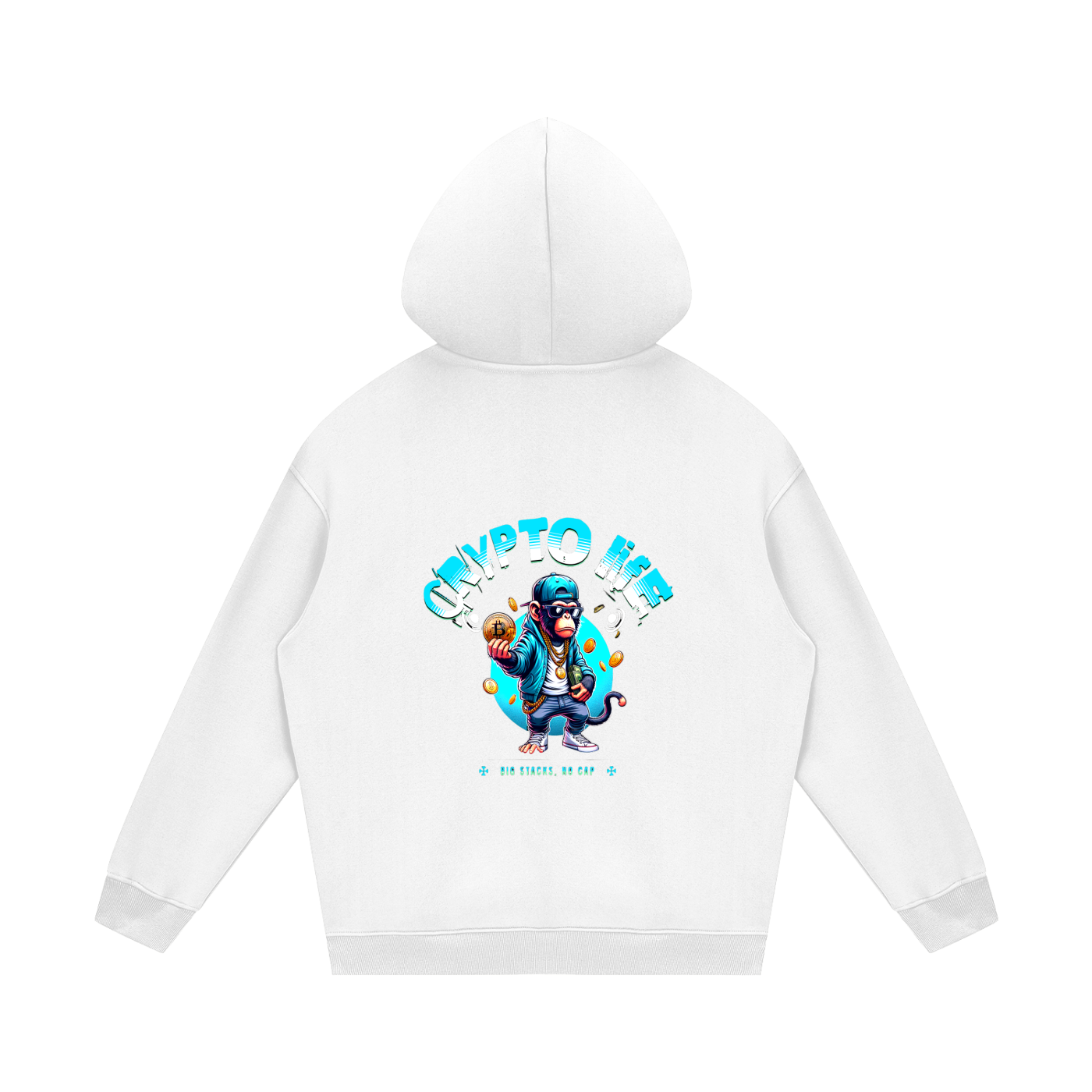 “Crypto Life” BlockWear Unisex Fleece Hoodie – Front Logo & Ape Design Back Print