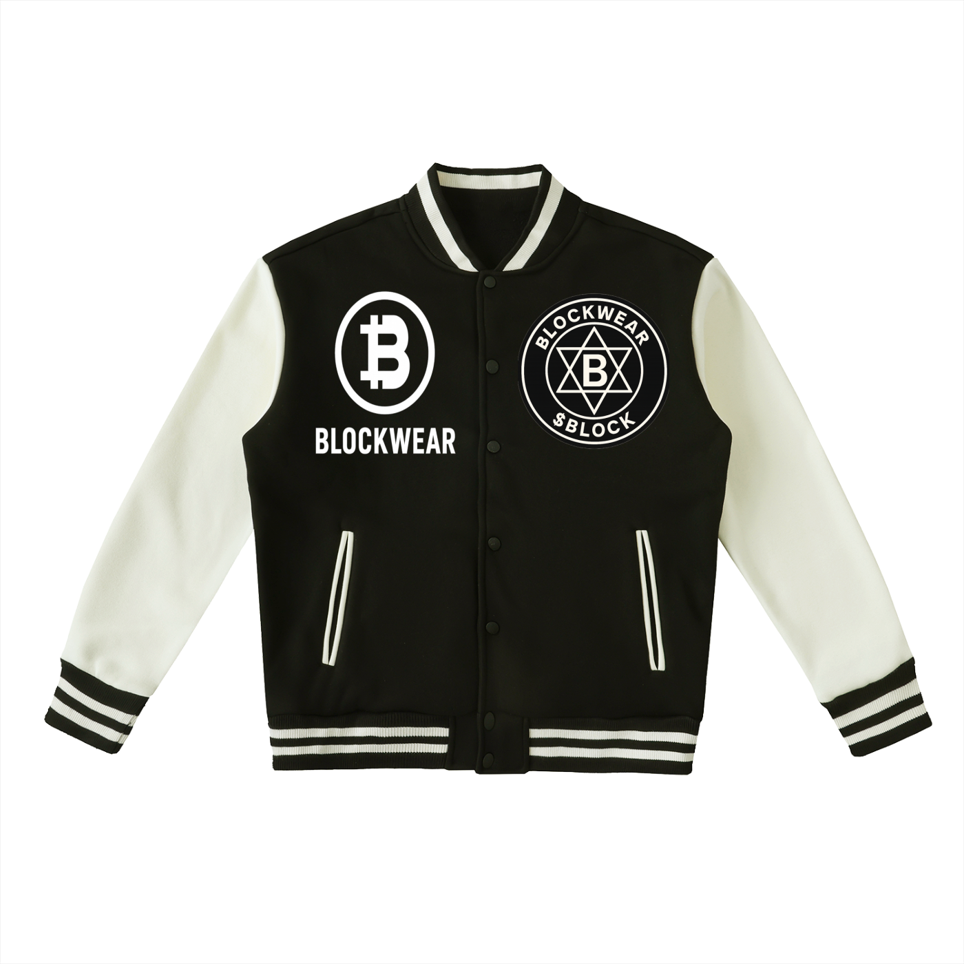 Two-Tone Fleeced Varsity Jacket BlockWear Varsity – Crypto Street Division (Black & White Edition)