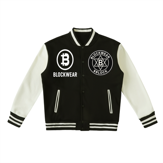 Two-Tone Fleeced Varsity Jacket BlockWear Varsity – Crypto Street Division (Black & White Edition)