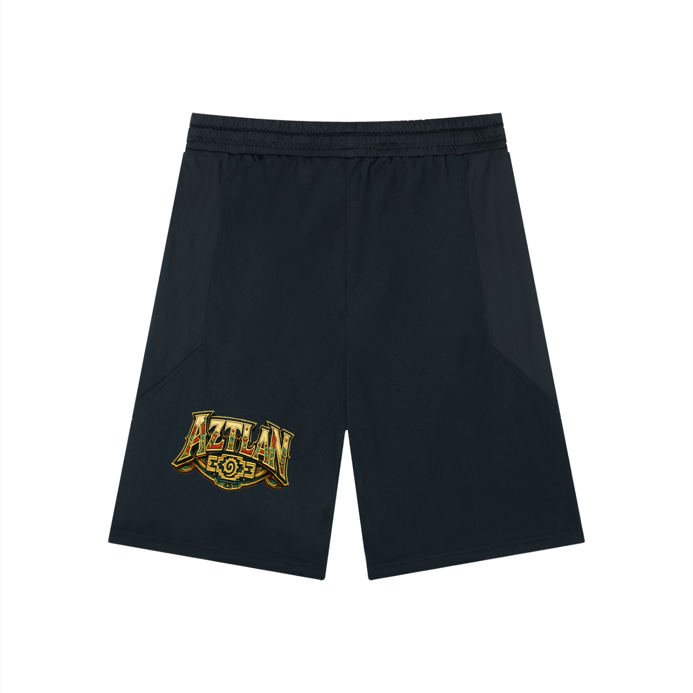 BlockWear Aztlán Warrior Flame Men’s Drawstring Active Shorts – Sacred Mexica Streetwear Athletic Fit