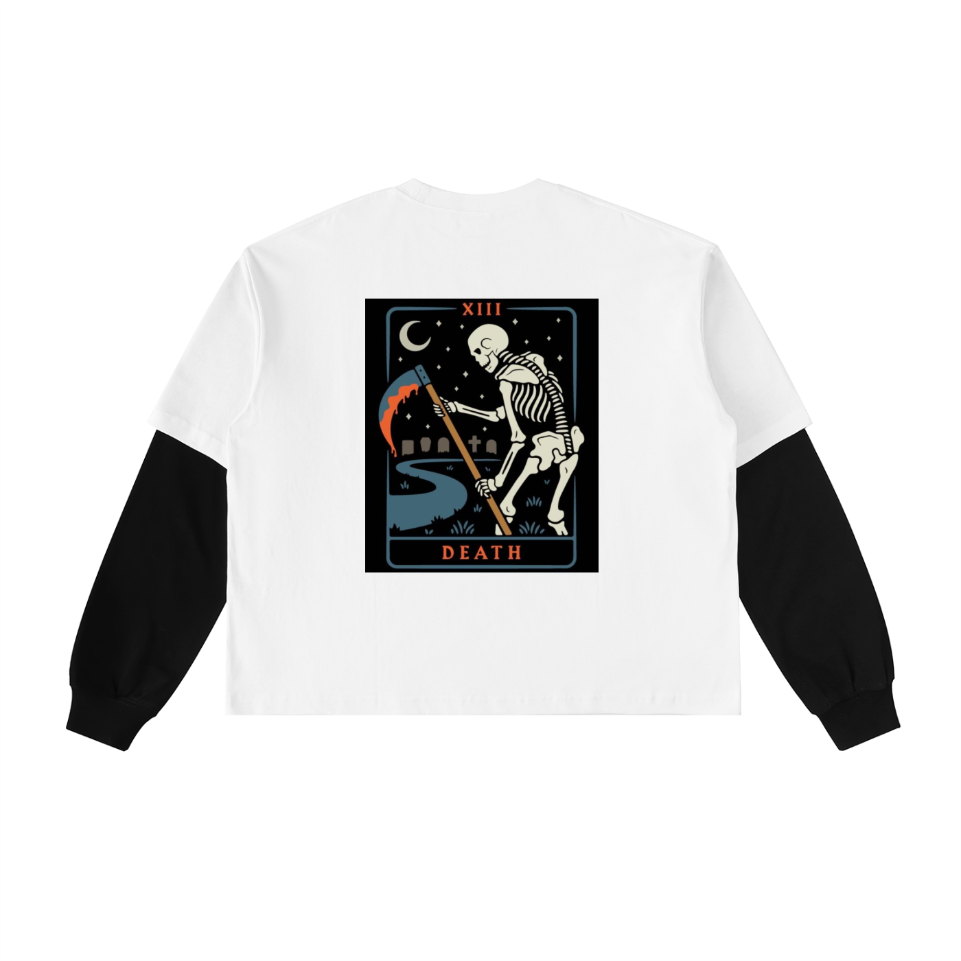La Santa Muerte XIII – Layered Contrast Sleeve Cotton T-Shirt