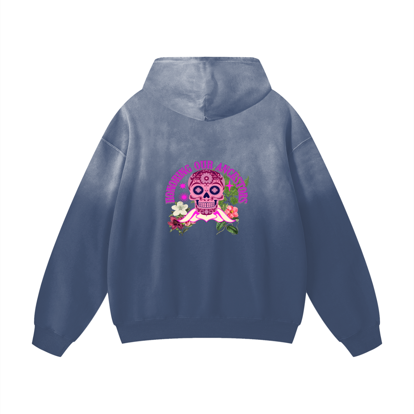Muertos Gradient Hoodie	Día de los Muertos meets urban fade