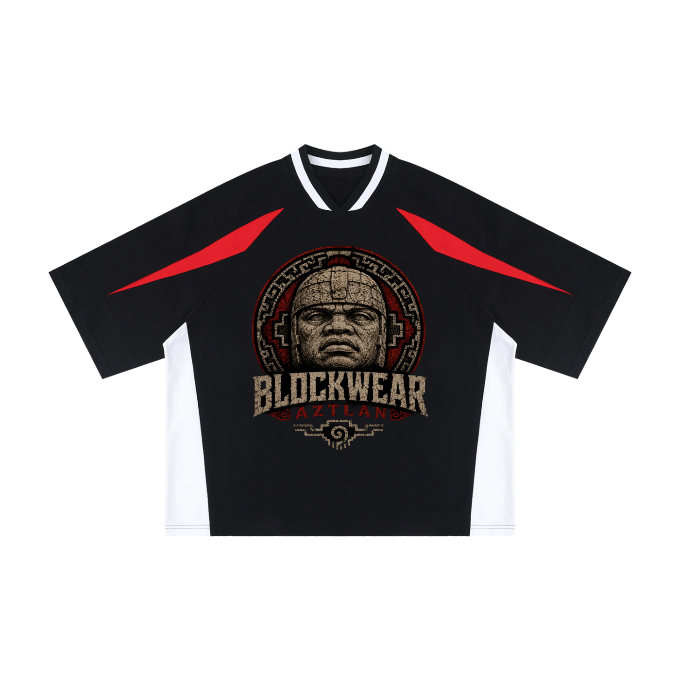BlockWear Aztlán Guardian V-Neck — Olmec Legacy Edition