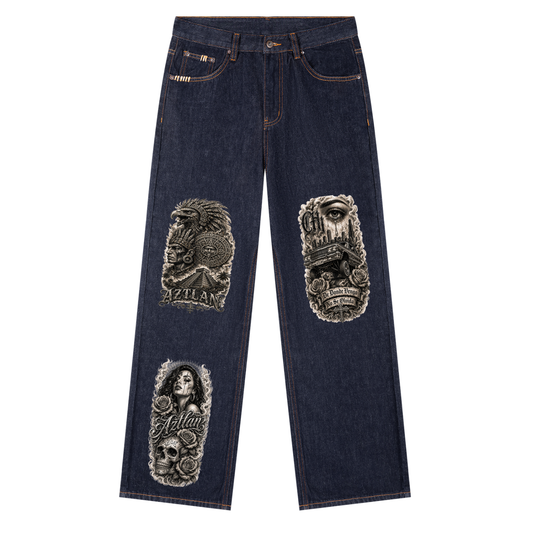 BlockWear Aztlán: Heritage Ink Straight-Leg Denim — Chicano Legacy Edition