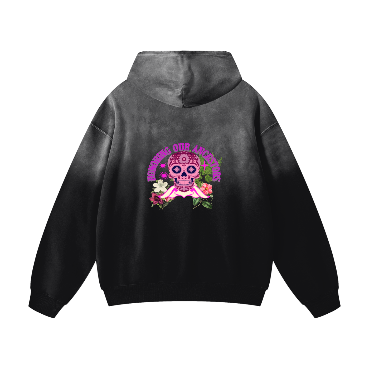 Muertos Gradient Hoodie	Día de los Muertos meets urban fade